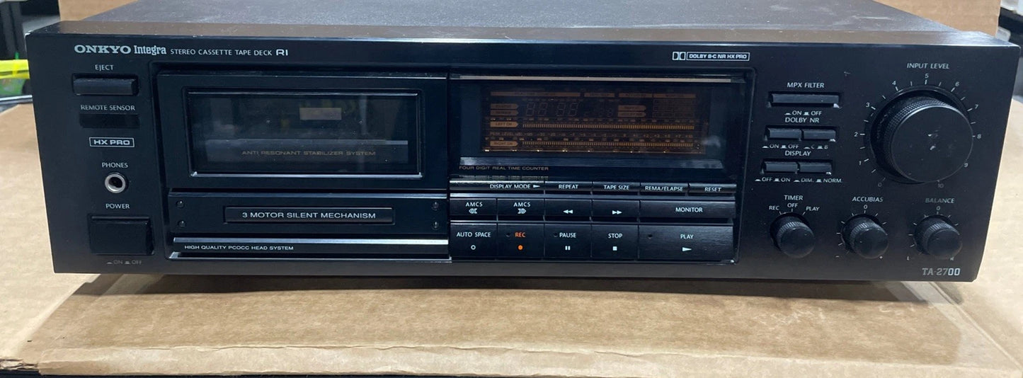 Onkyo Integra Stereo Cassette Tape Deck TA-2700 Tested Works