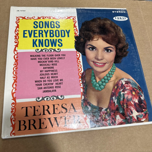 TERESA BREWER - “Songs Everybody Knows” 1961 Coral CRL 757361 Stereo new Sealed