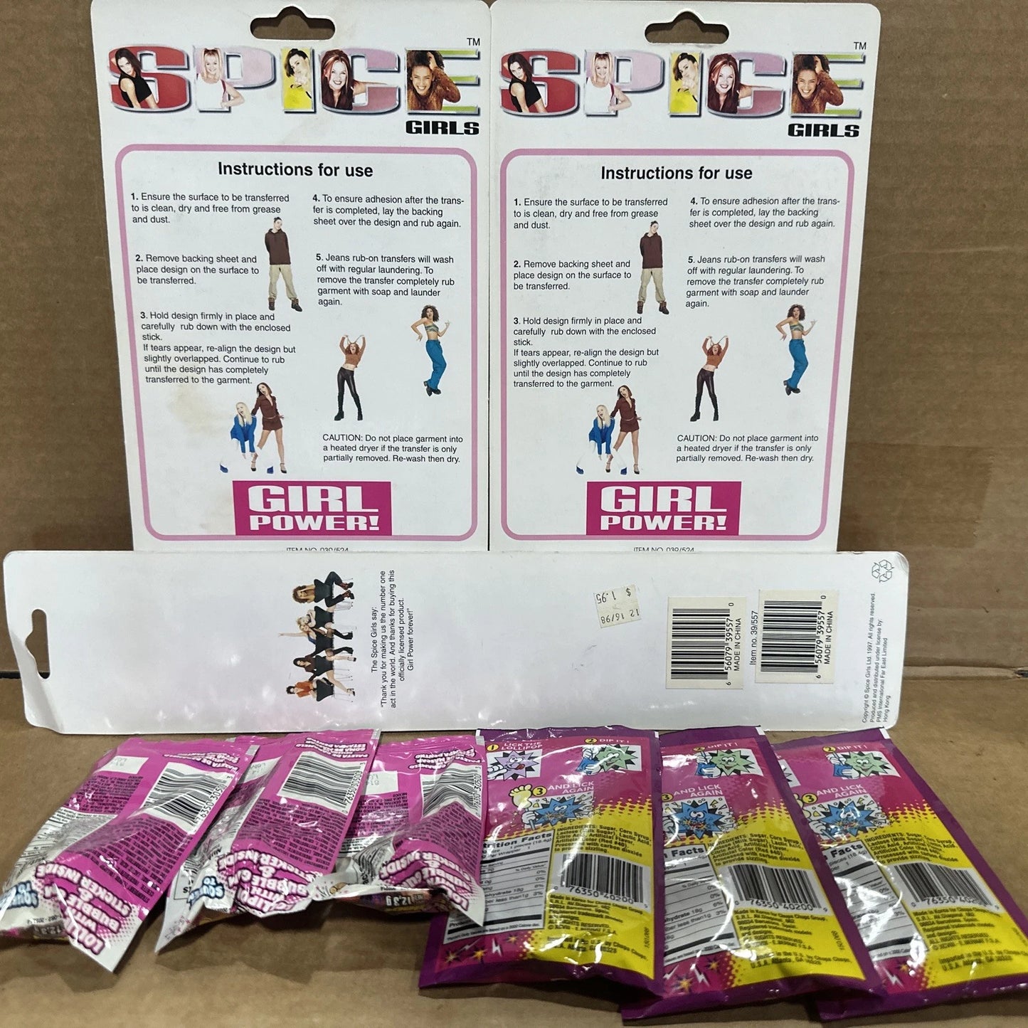 Spice Girls Lollipop Crazy Dips Jean Stickers Ruler Vintage 1997 * Set 8