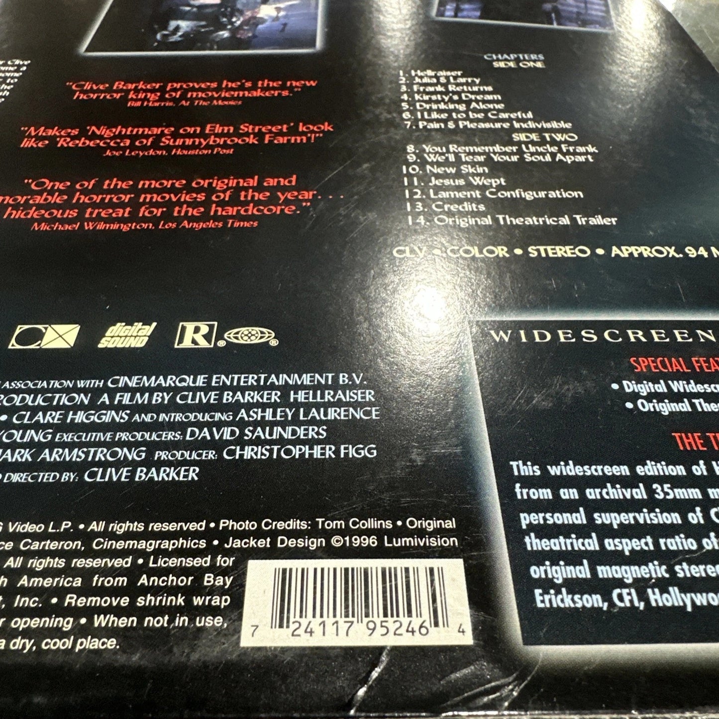 LaserDisc: Hellraiser (1987): Clive Barker, rare horror, widescreen