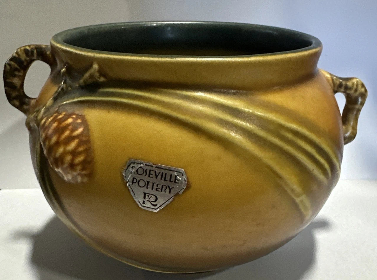 ANTIQUE ROSEVILLE # 632-3 PINECONE ART POTTERY FLOWER PLANT TREE JARDINERE VASE