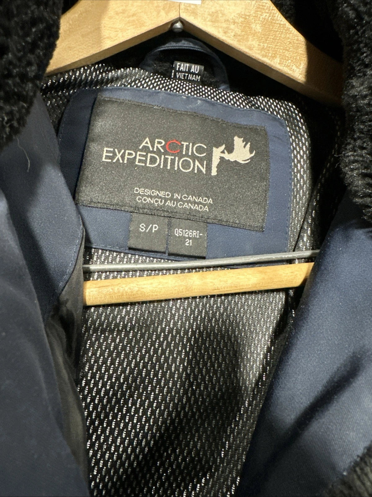 Arctic Expedition Coat Womens S/P Blue Hybradown Hooded Fur Trim Parka Insulated