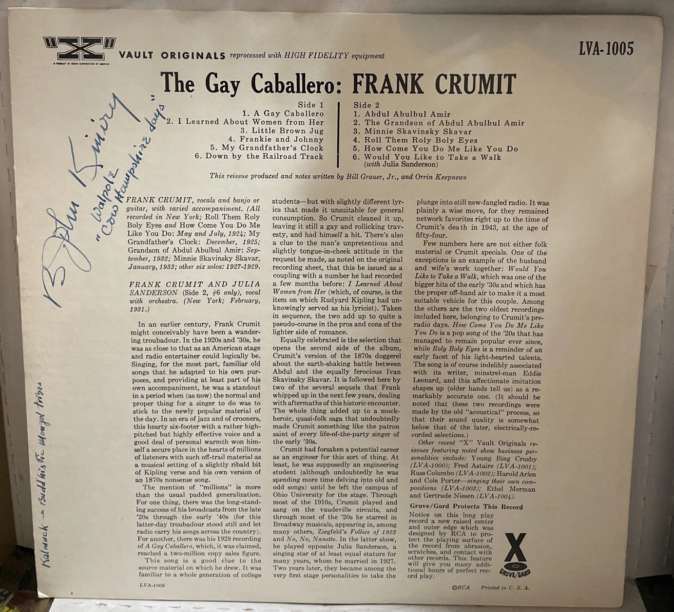 Frank Crumit The Gay Caballero Record LVA-1005