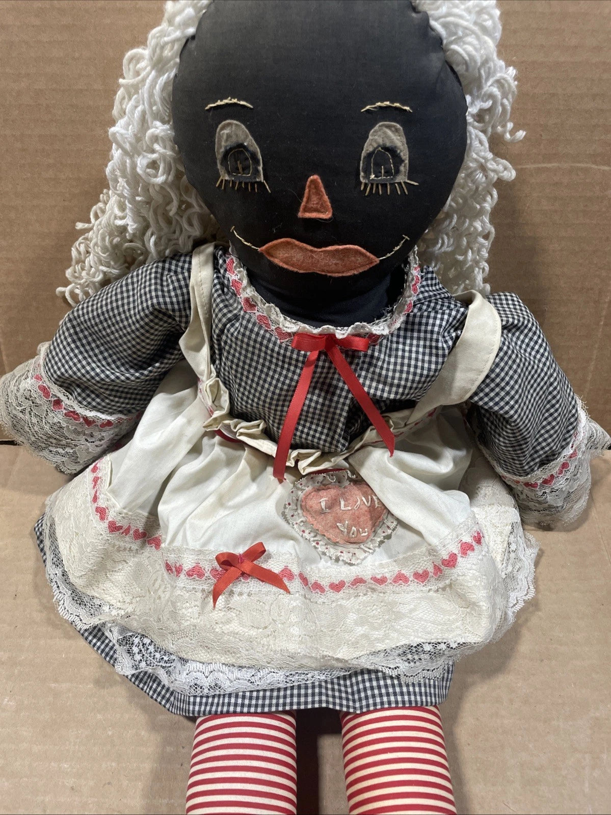 Large Vintage African American Folk Art Rag Doll, 24” Lot Of 2