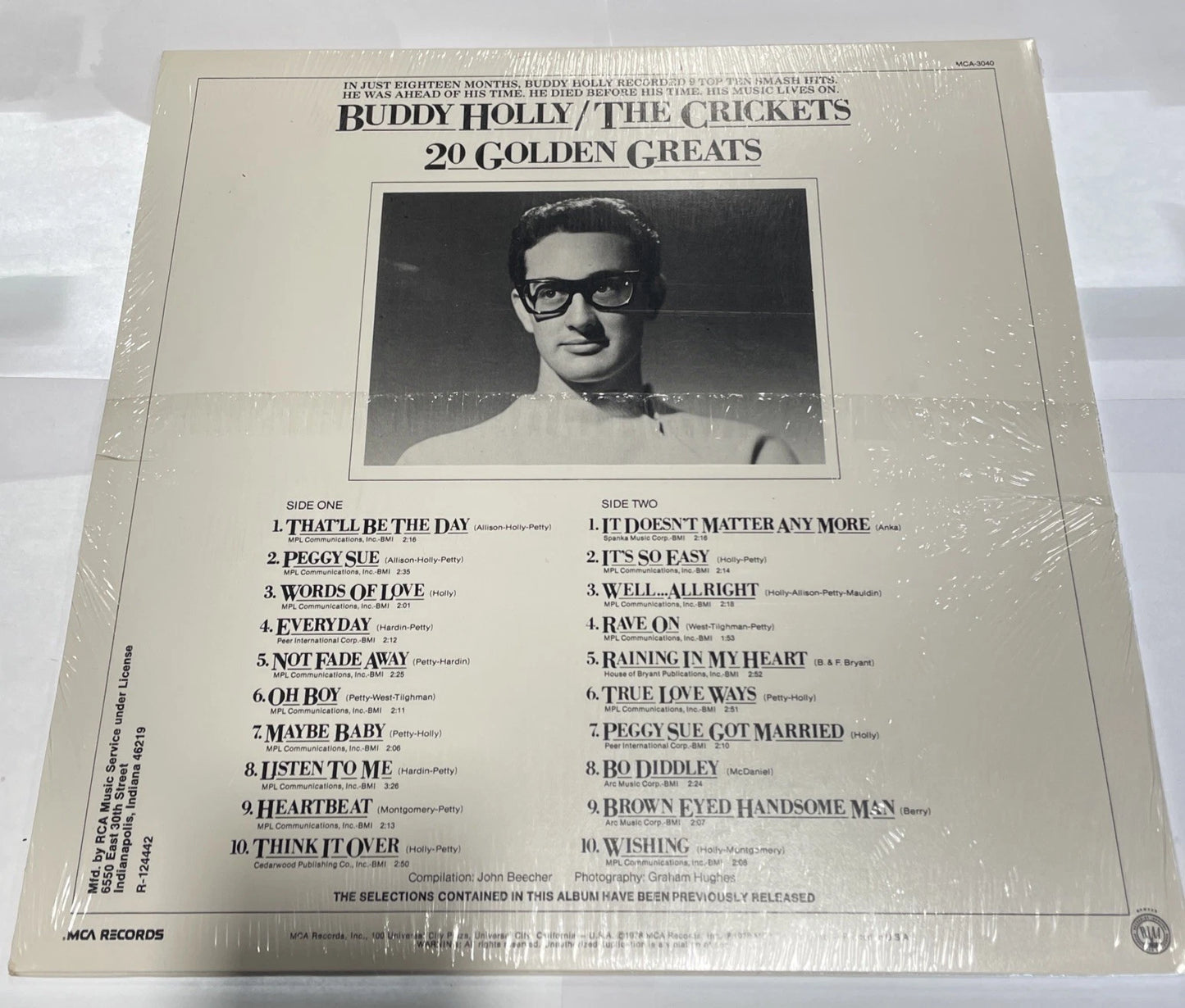 Buddy Holly / The Crickets~20 Golden Hits~1978 MCA Records LP~MCA-3040 NEW SEAL