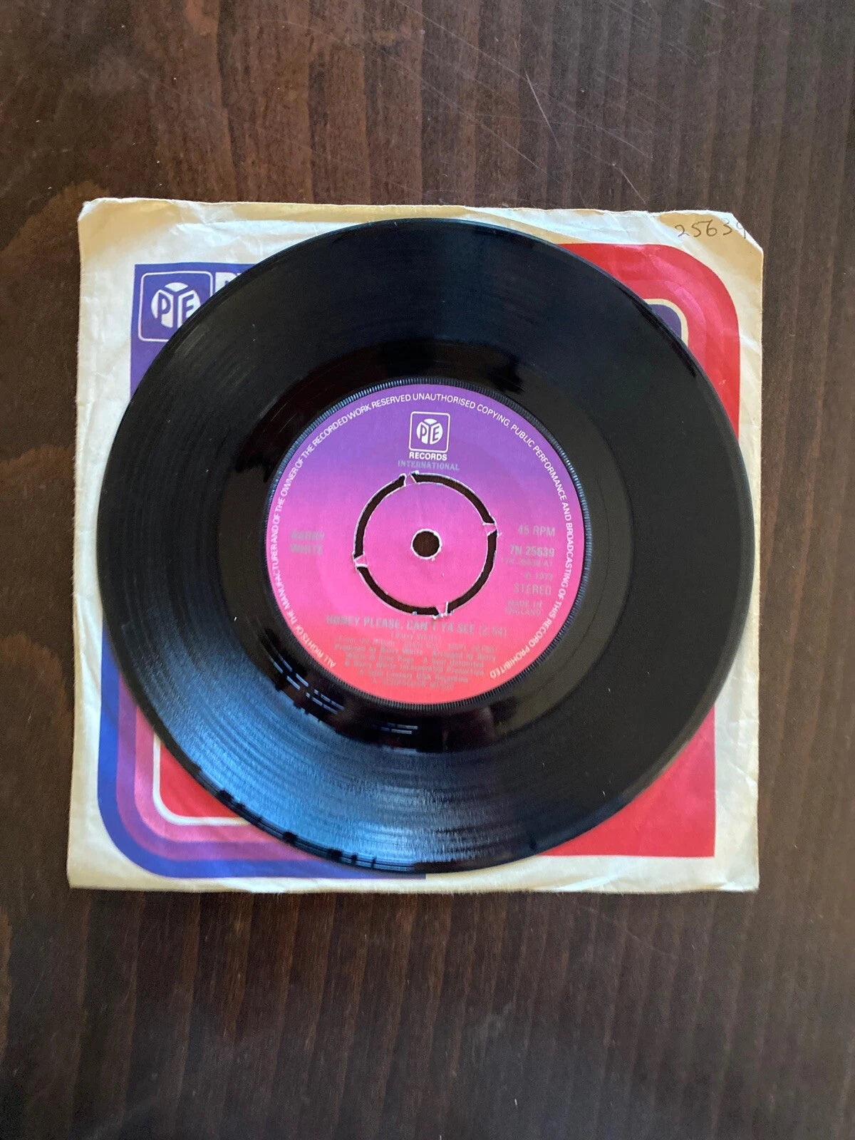 UK IMPORT- BARRY WHITE HONEY PLEASE,CAN`T YA SEE. 1973 PYE POP / SOUL 7"7N.25639