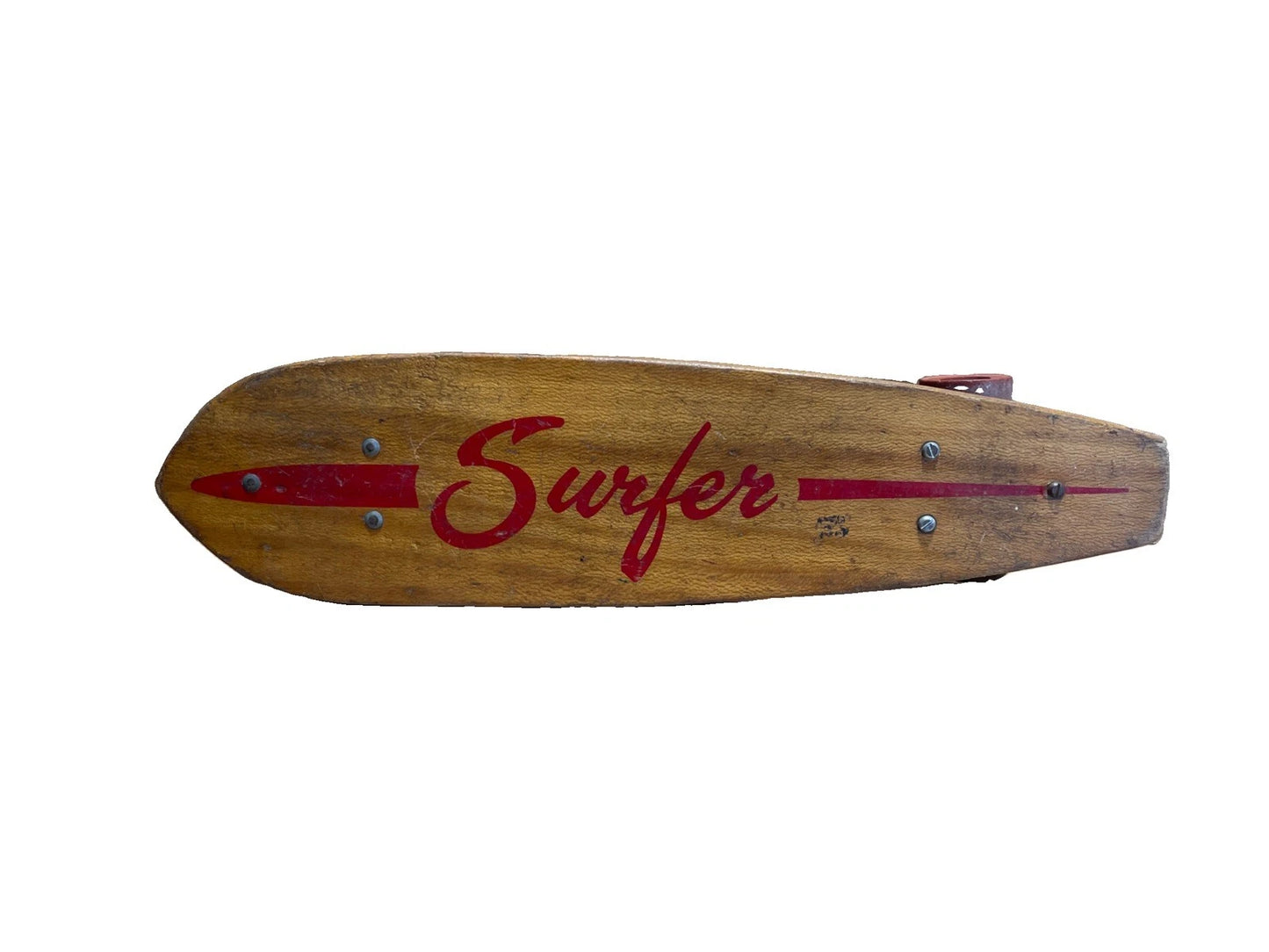 Antique Vintage 1960s Wooden Wood Early Skateboard "Surfer" Rare Vintage