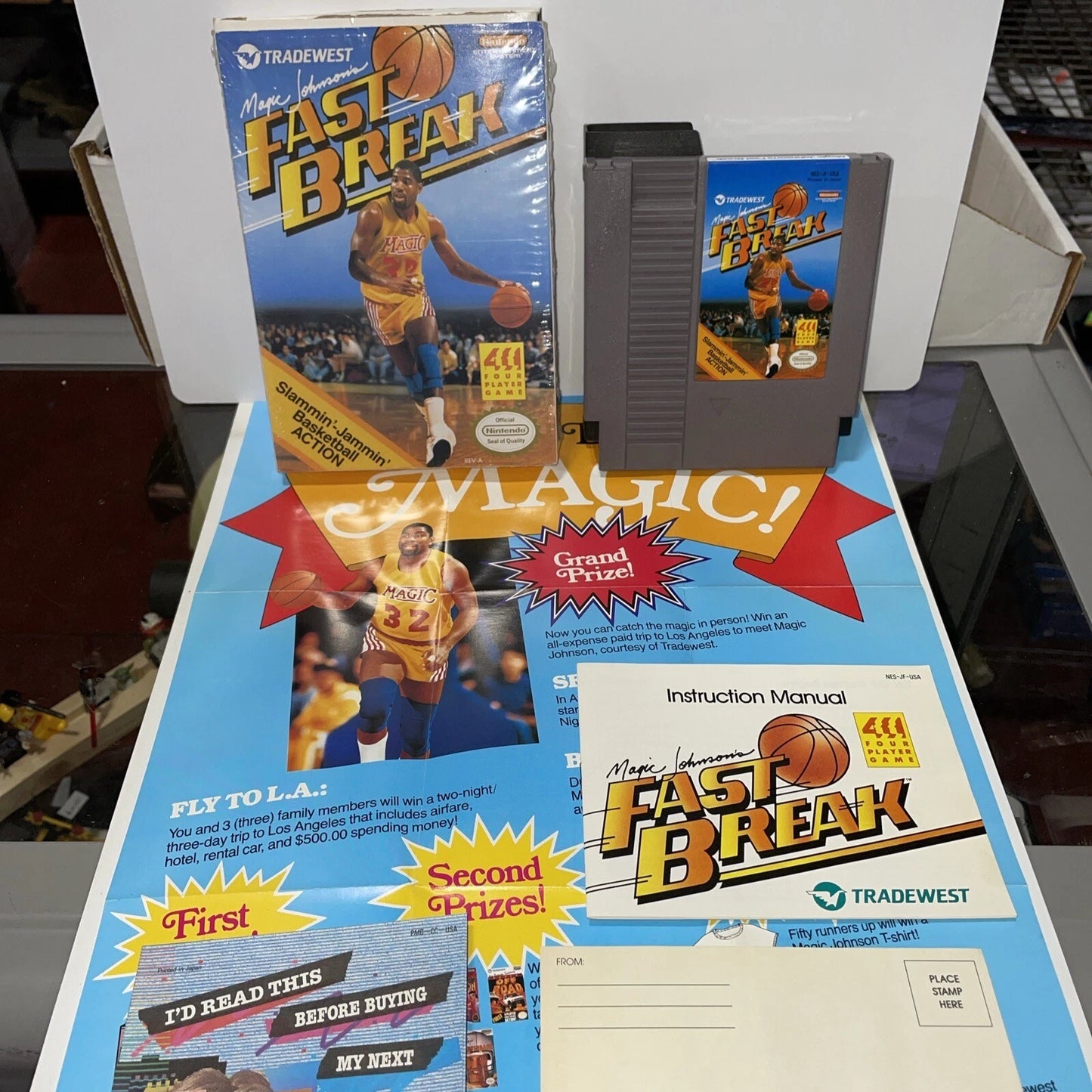 Magic Johnson's Fast Break (Nintendo, NES 1990) CIB MINT CONDITION COMPLETE