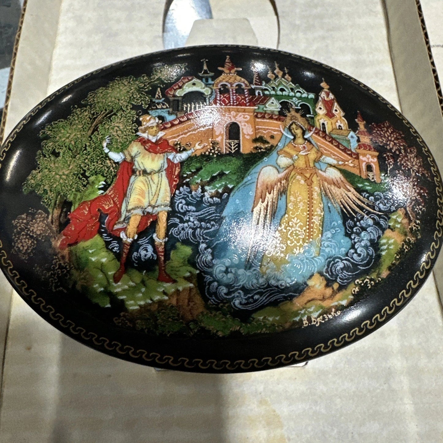 Russian Palekh Porcelain Art Trinket Box Tsar Saltan 1989 Limited Edition USSR