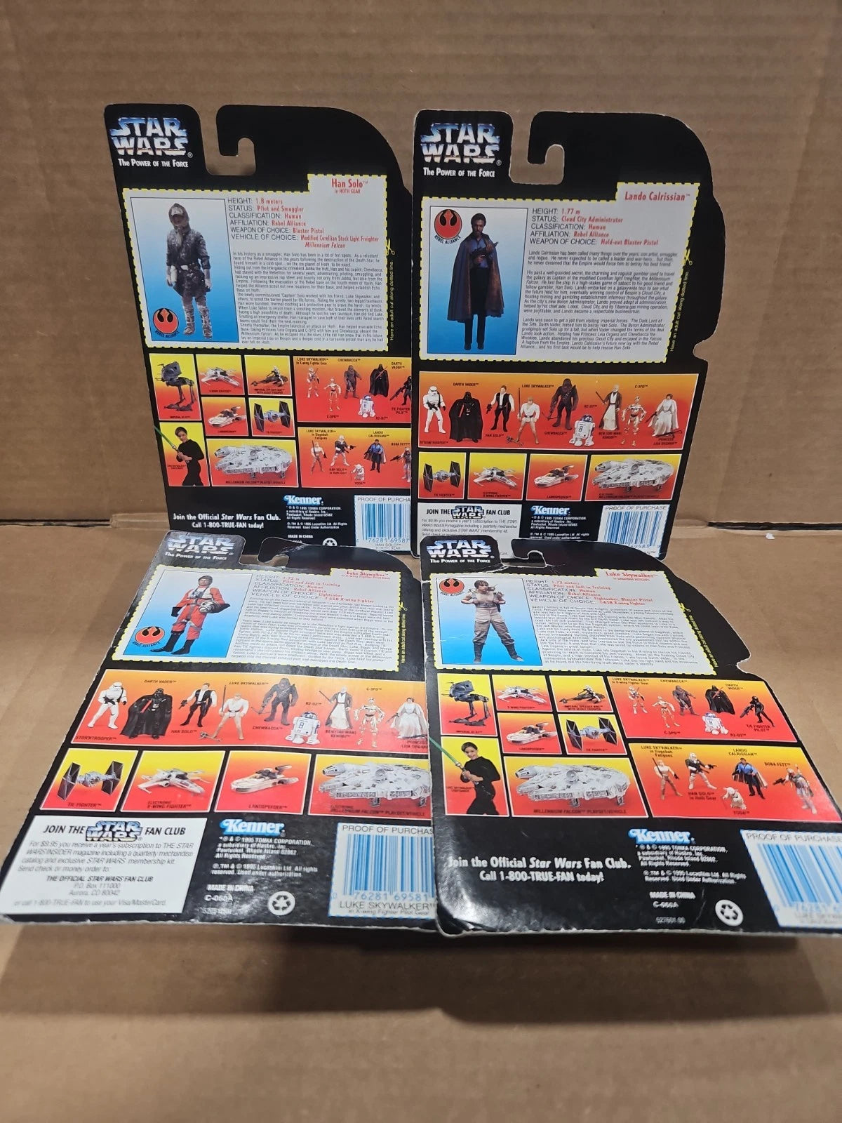 4 STAR WARS The Power of the Force 1995 Tonka LucasFilm Kenner Action Figures