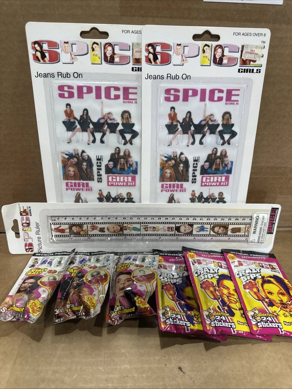Spice Girls Lollipop Crazy Dips Jean Stickers Ruler Vintage 1997 * Set 8