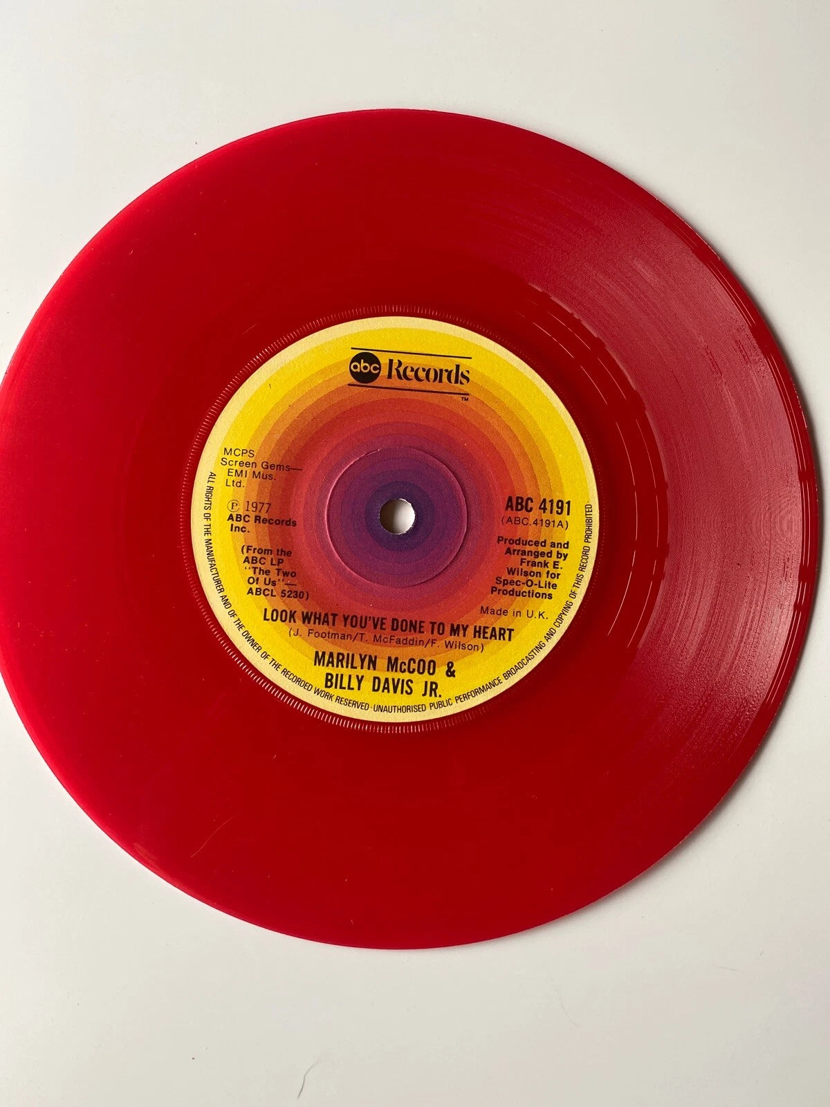 Marilyn McCoo & Billy Davis Jr. Look What You've Done ABC4191 Ex RED VINYL UK