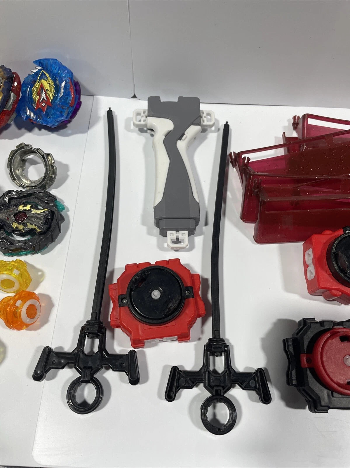 Beyblade Style With Interchangeable Parts Launcher Rip Cord Lot Of 11