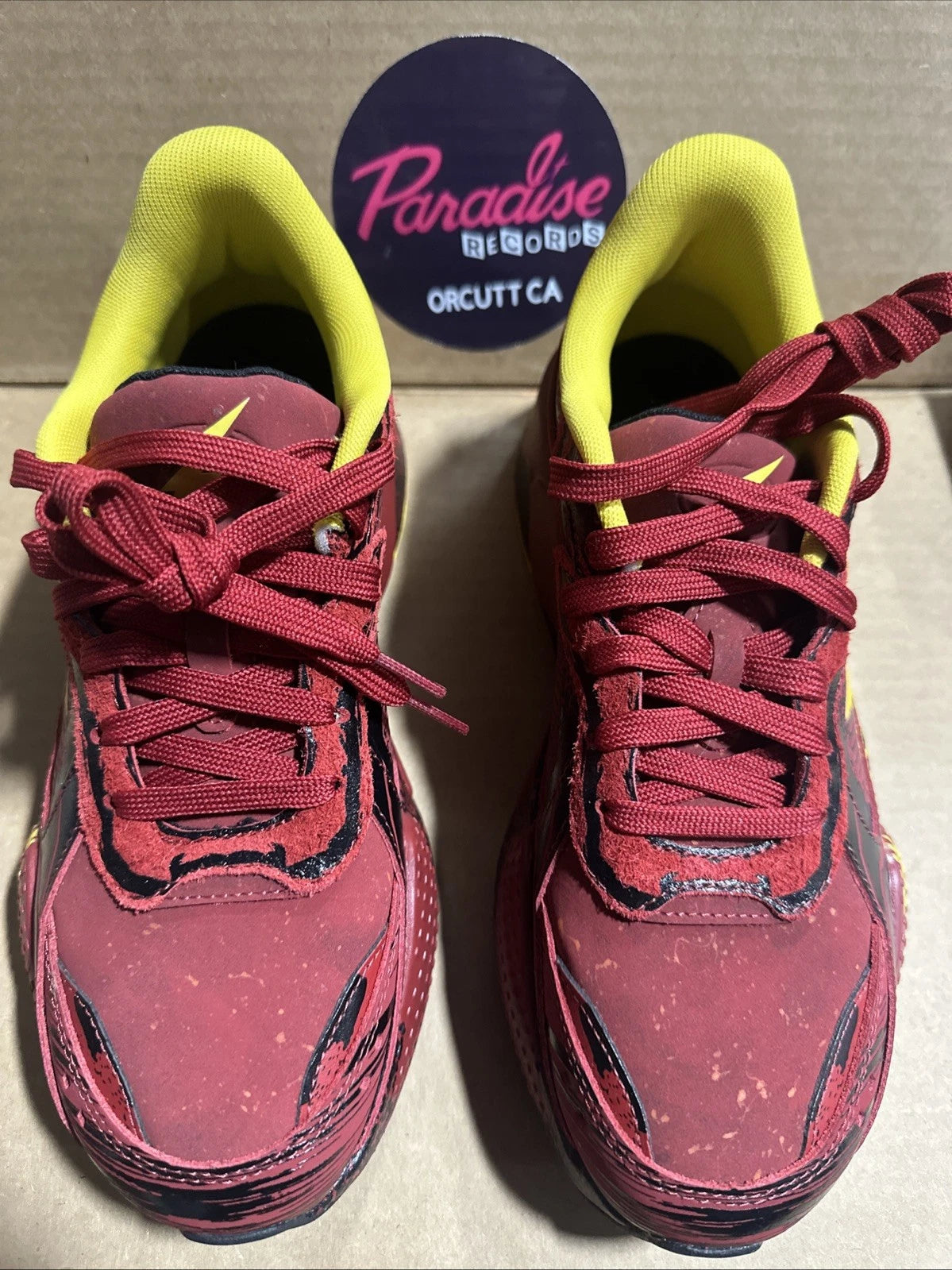 Size 7.5- PUMA RS-X THE FLASH DC X BAIT RED DAHLIA, With Flash Ring & Symbol Lot