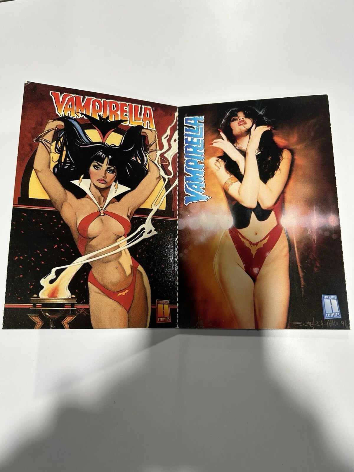 Vampirella Postcards Set 1997 Very Rare 1 to 9 On A Tear Off Strip Signed