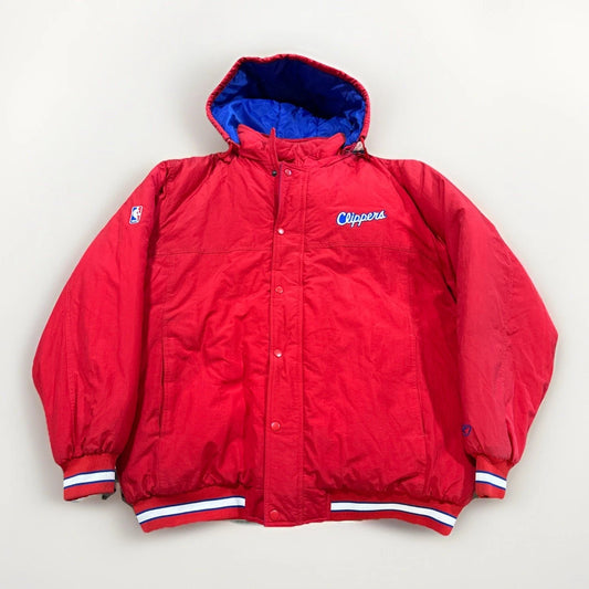 Vintage Reebok LA Clippers Red Embroidered Varsity Jacket Youth X-Large Bomber