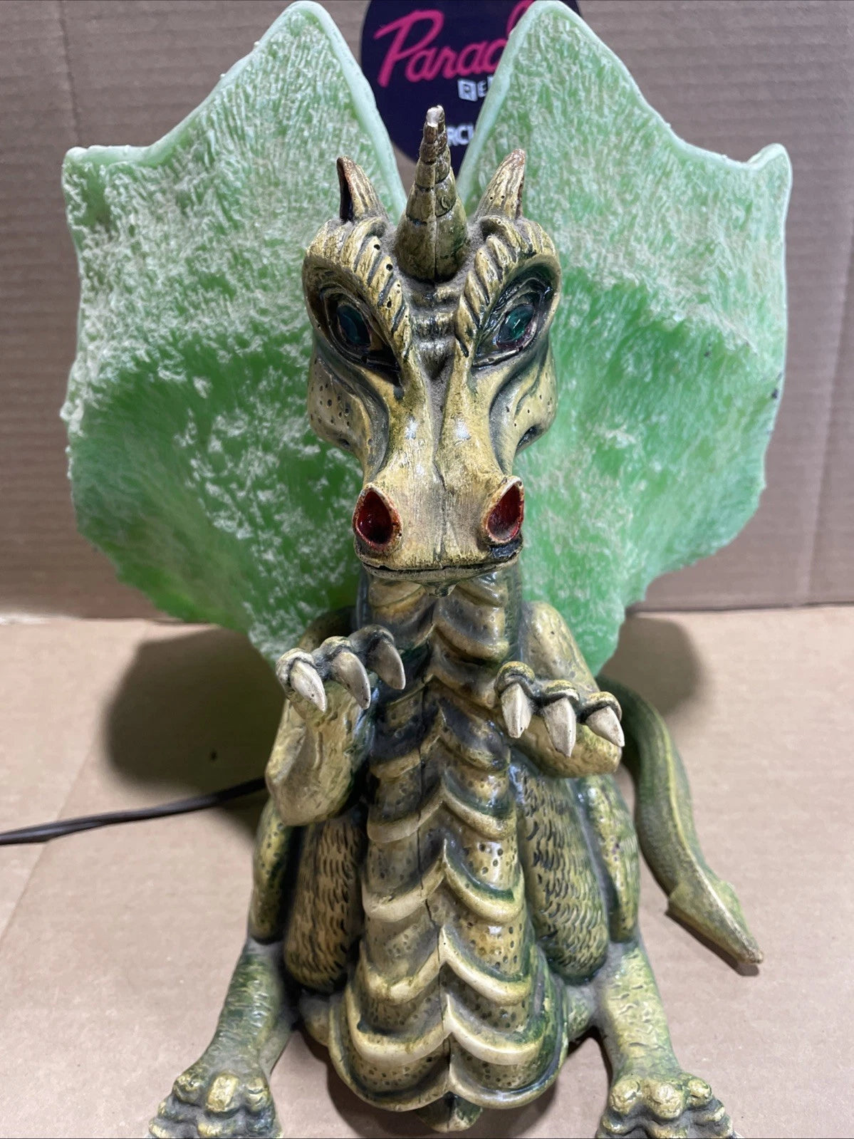 Vintage Dragon Green Lamp Working Tested Rare Dragon Themed