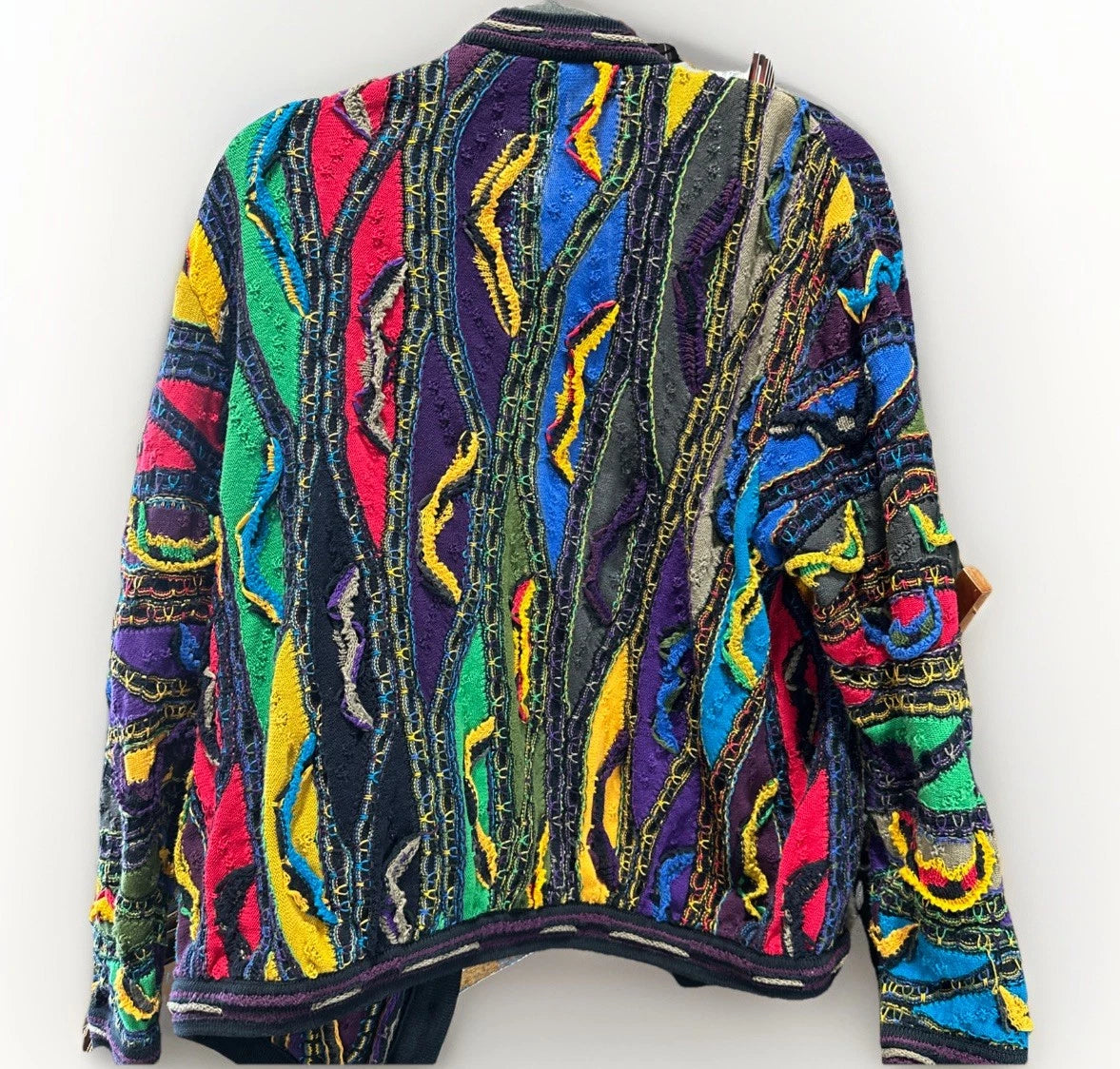 COOGI Australia Sweater Colorful Cardigan Metal Button Up Small Cotton 3D Cables