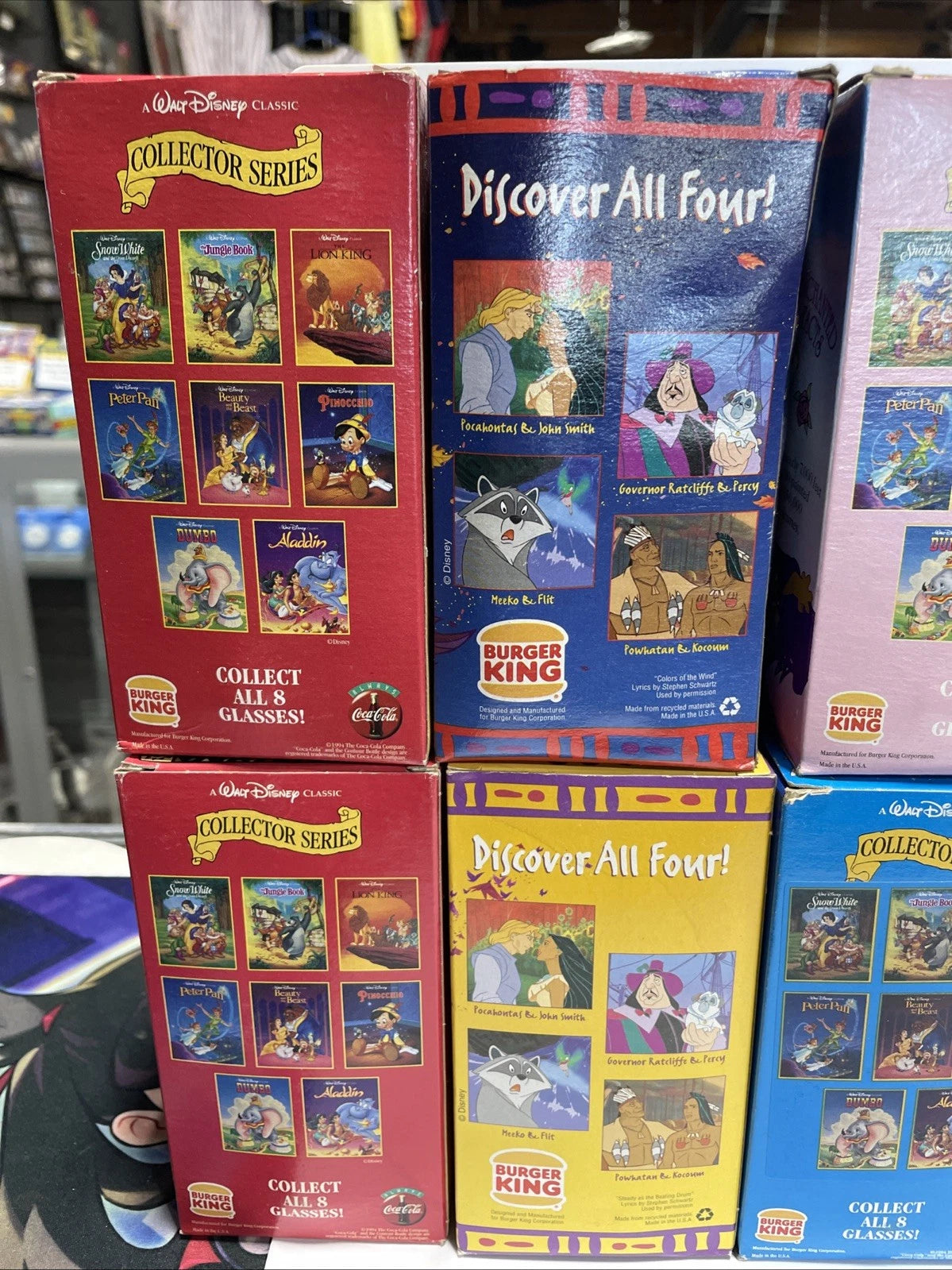 1994 Burger King Walt Disney Collector Series Drinking Cups Set of 10