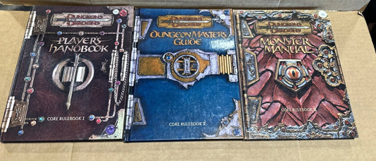 Lot D&D Core Rulebooks 1-3 Set ⭐ Player's Handbook Monster Manual DM Guide v1-2