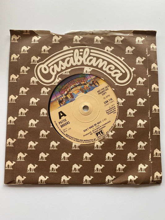 PATTIE BROOKS DON'T MAKE ME WAIT 1977 UK 7" CASABLANCA CAN116 PROMO EX
