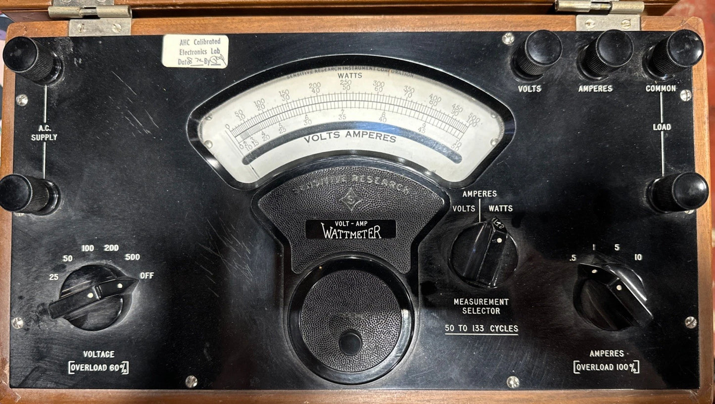 1957 Sensitive Research Instrument Co VOLT - AMP Wattmeter Scientific Instrument