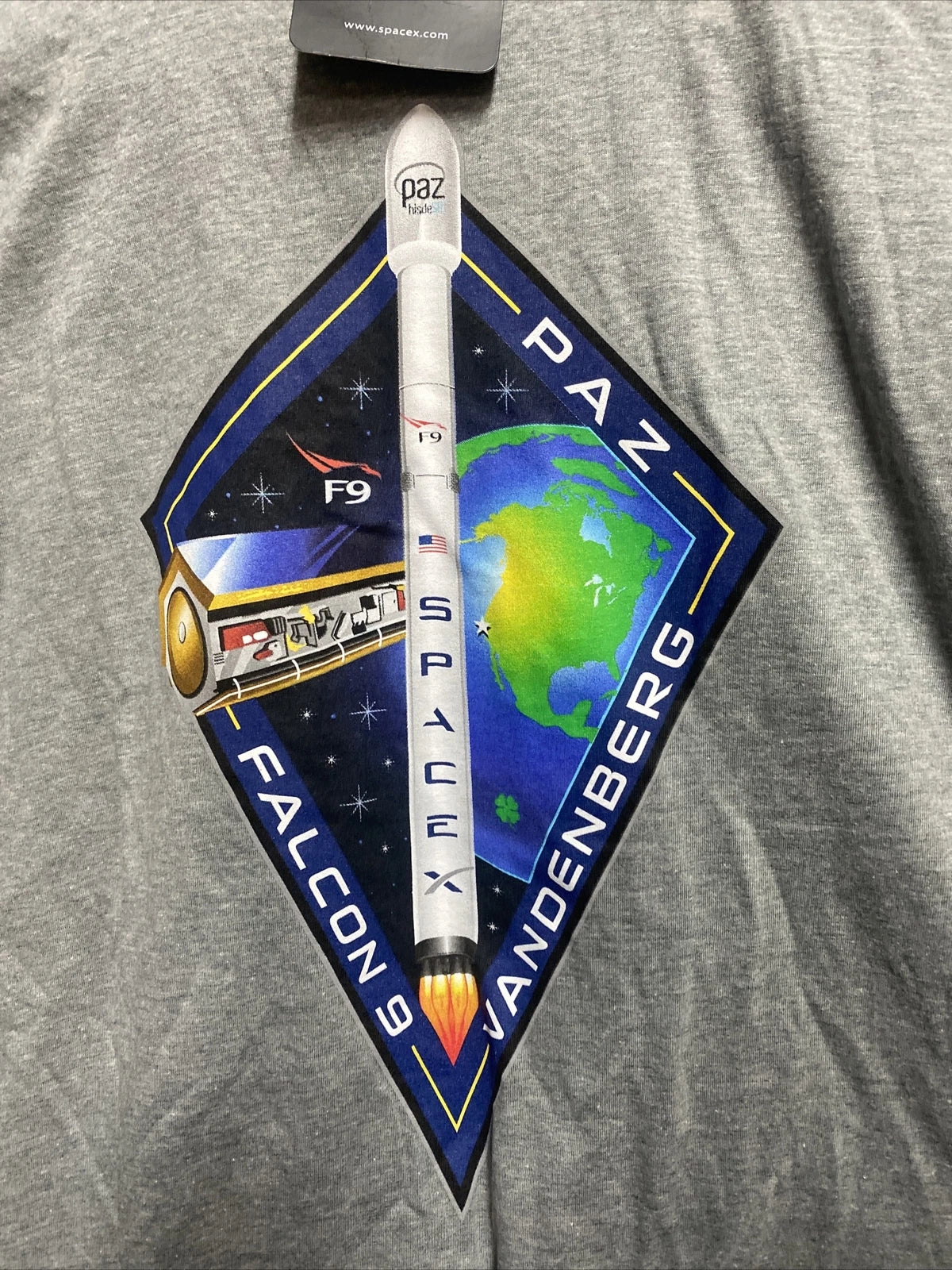 SpaceX Authentic Company Mission TShirt PAZ Falcon 9 Vandenberg NEW Elon Musk
