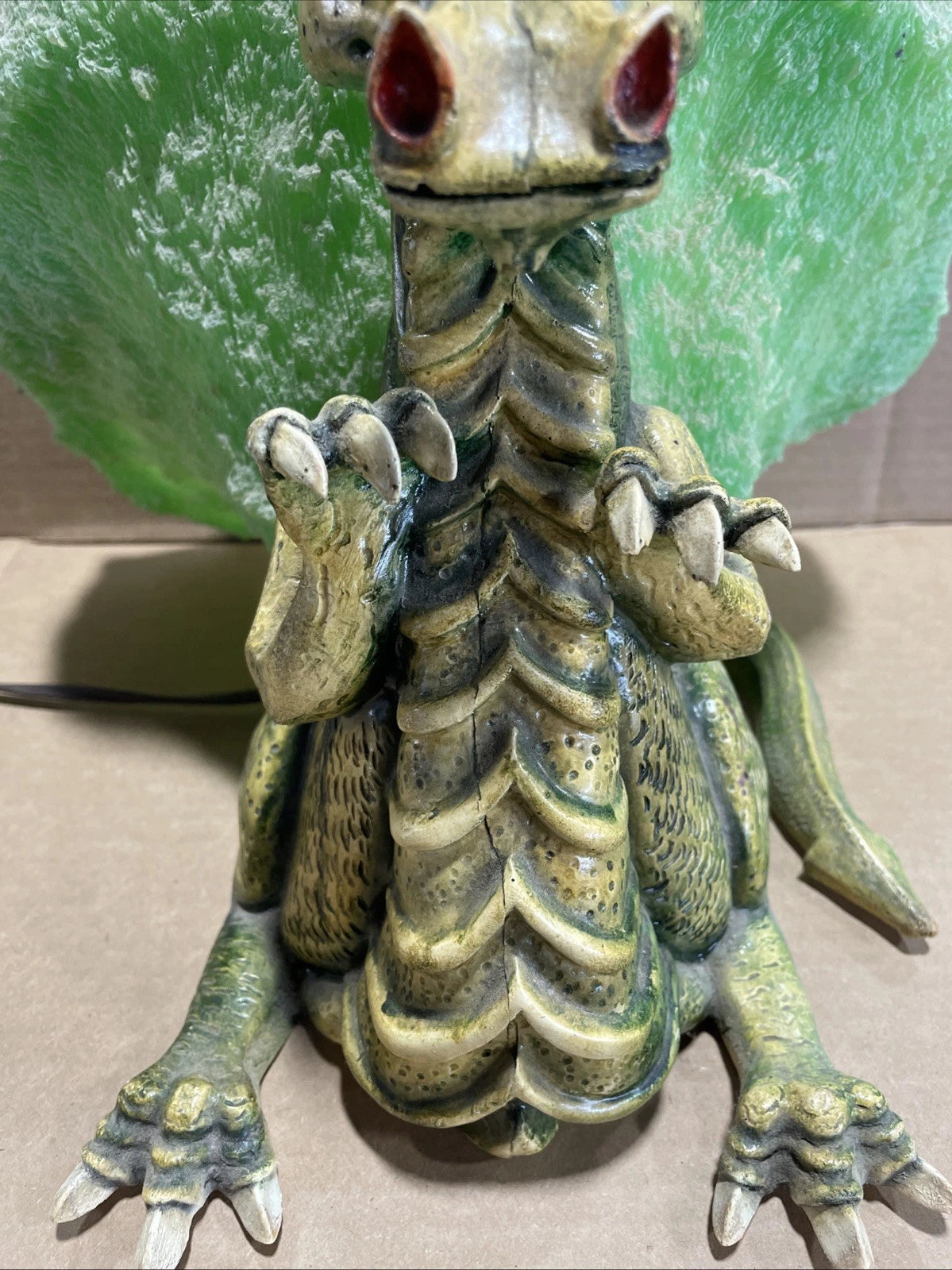 Vintage Dragon Green Lamp Working Tested Rare Dragon Themed