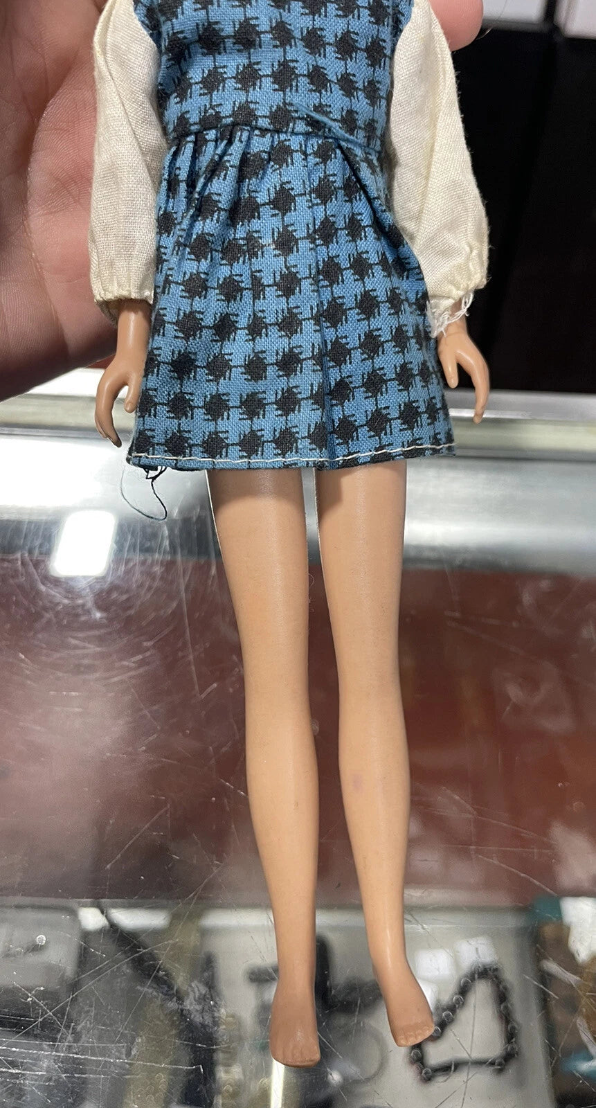 Original Barbie Doll Head Mattel 1963 Brown Hair & Eyes Freckles