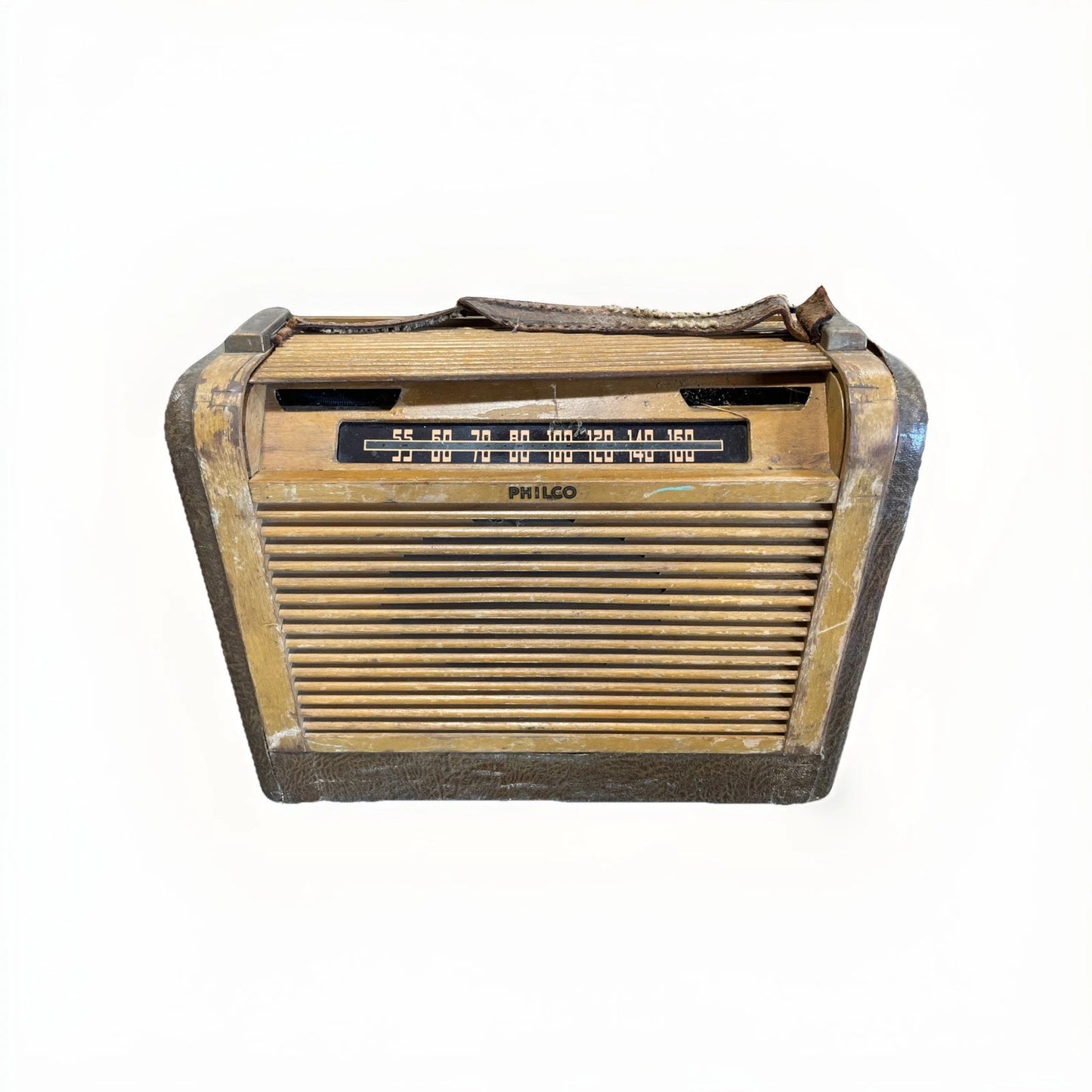 Vintage 1946 Philco Wooden Roll Top Portable Tube Radio 46-350 Untested As-is