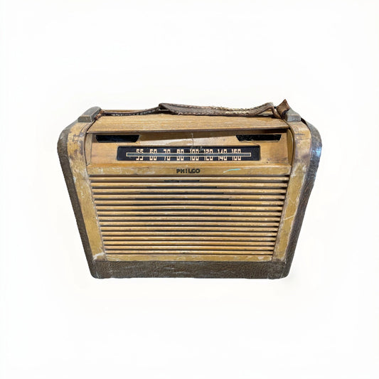 Vintage 1946 Philco Wooden Roll Top Portable Tube Radio 46-350 Untested As-is
