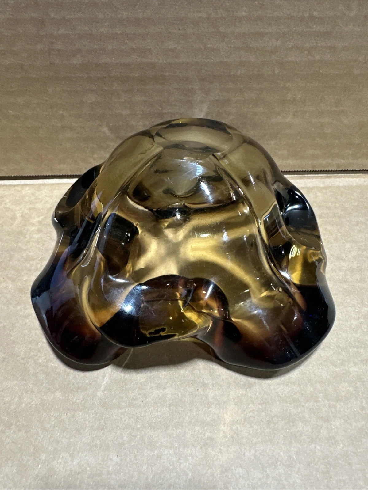 Possible Murano Art Glass 2 Tone Brown Sommerso Ashtray Bowl