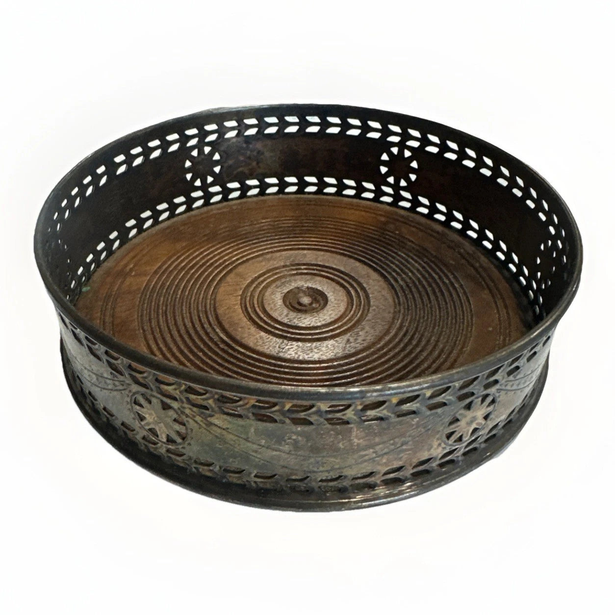 Kirk Stieff Silver plate bullseye design wood tray