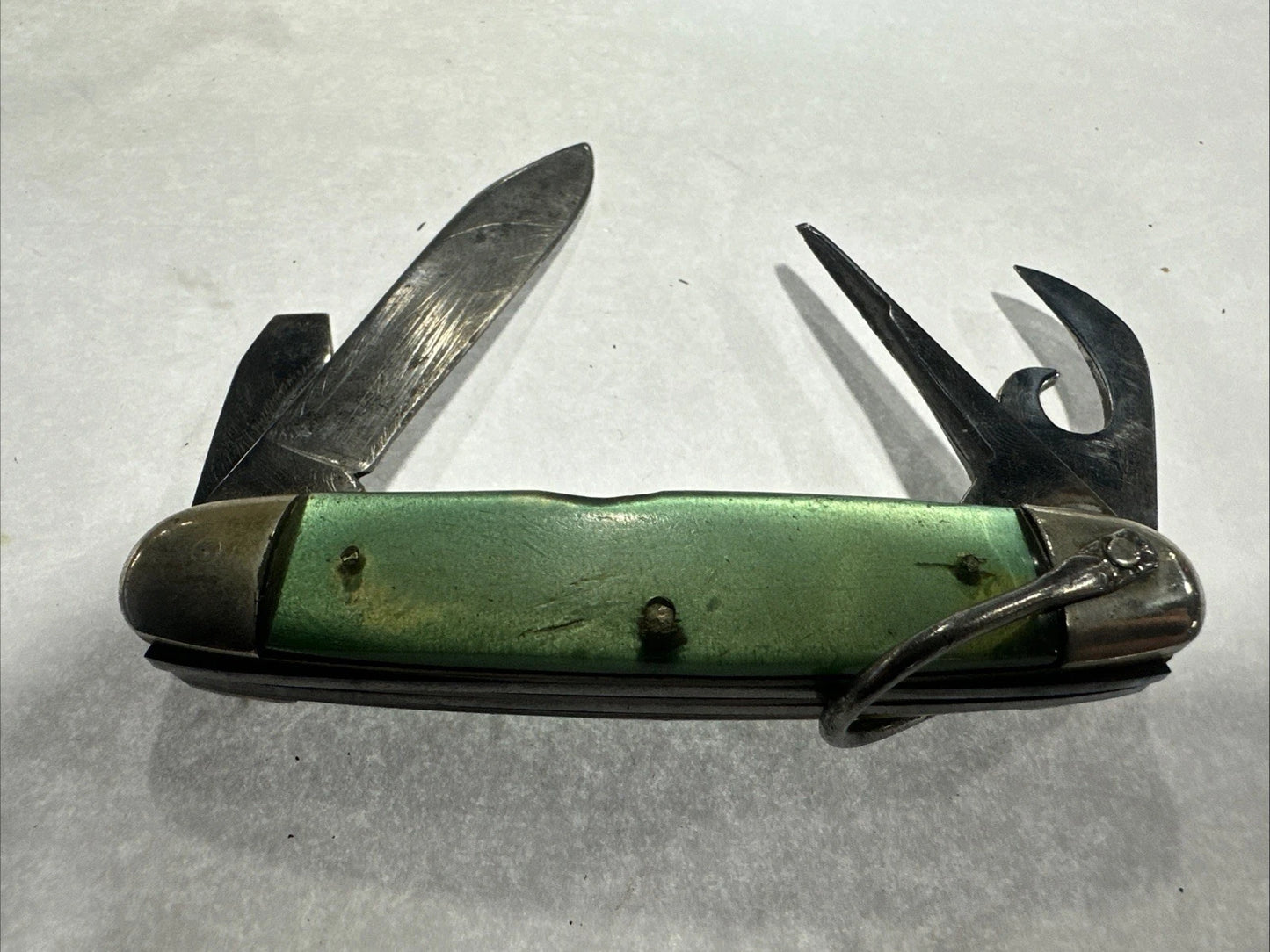 1960'S Vintage "Kutmaster" USA "GSA" Green Scales Camp Knife Very Good