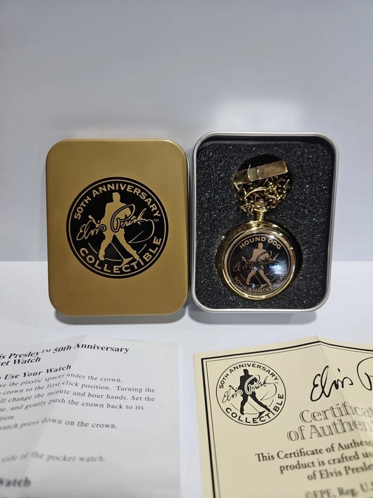 50th ANNIVERSARY Elvis PRESLEY Hound Dog Pocket Watch With Sound