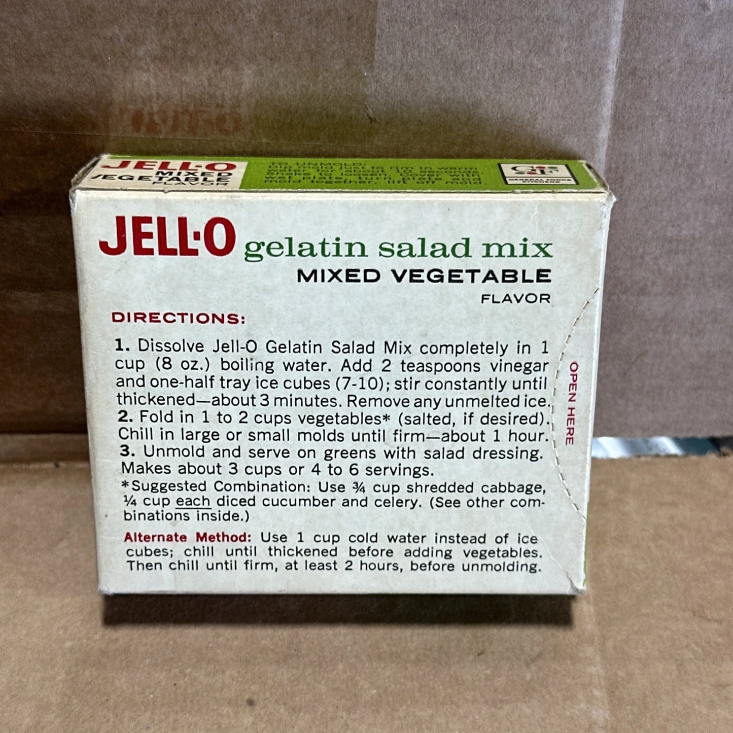1960s JELL-O Mixed Vegetable Gelatin Salad Mix Sealed NOS General Foods Vintage