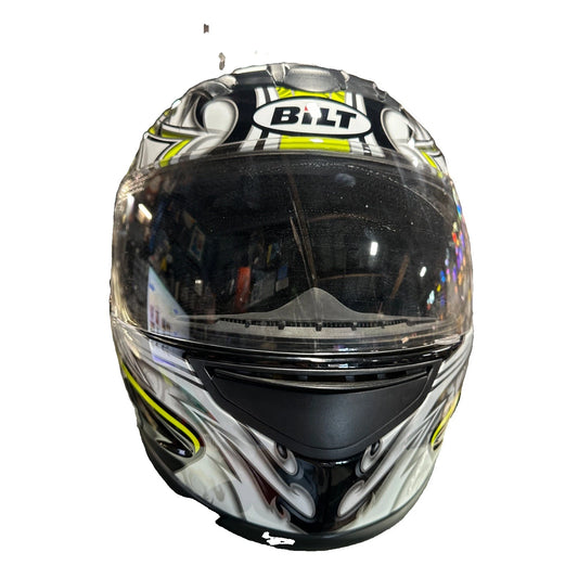 BILT LEGACY/BLH73 Full-Face Motorcycle Helmet - M, Black/Green With Box And Bag