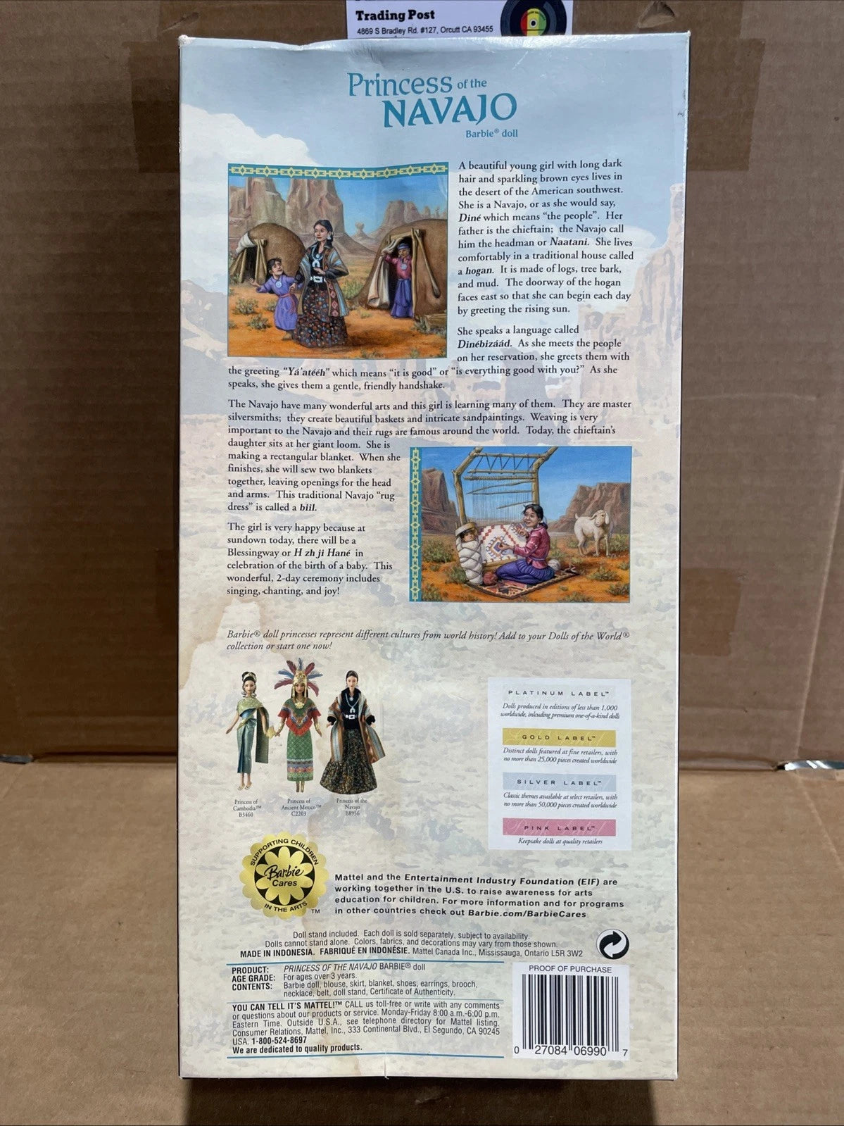 Barbie Dolls of the World Princess of the Navajo Pink Label Damaged Box
