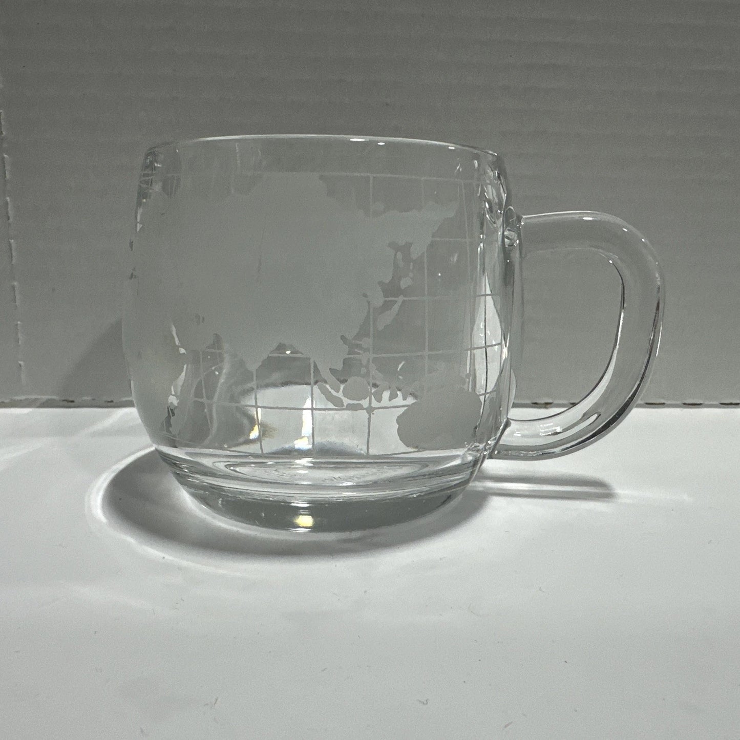 Vintage Nestle Nescafe World Map Globe Etched Glass Coffee Cup Mugs Set (8)