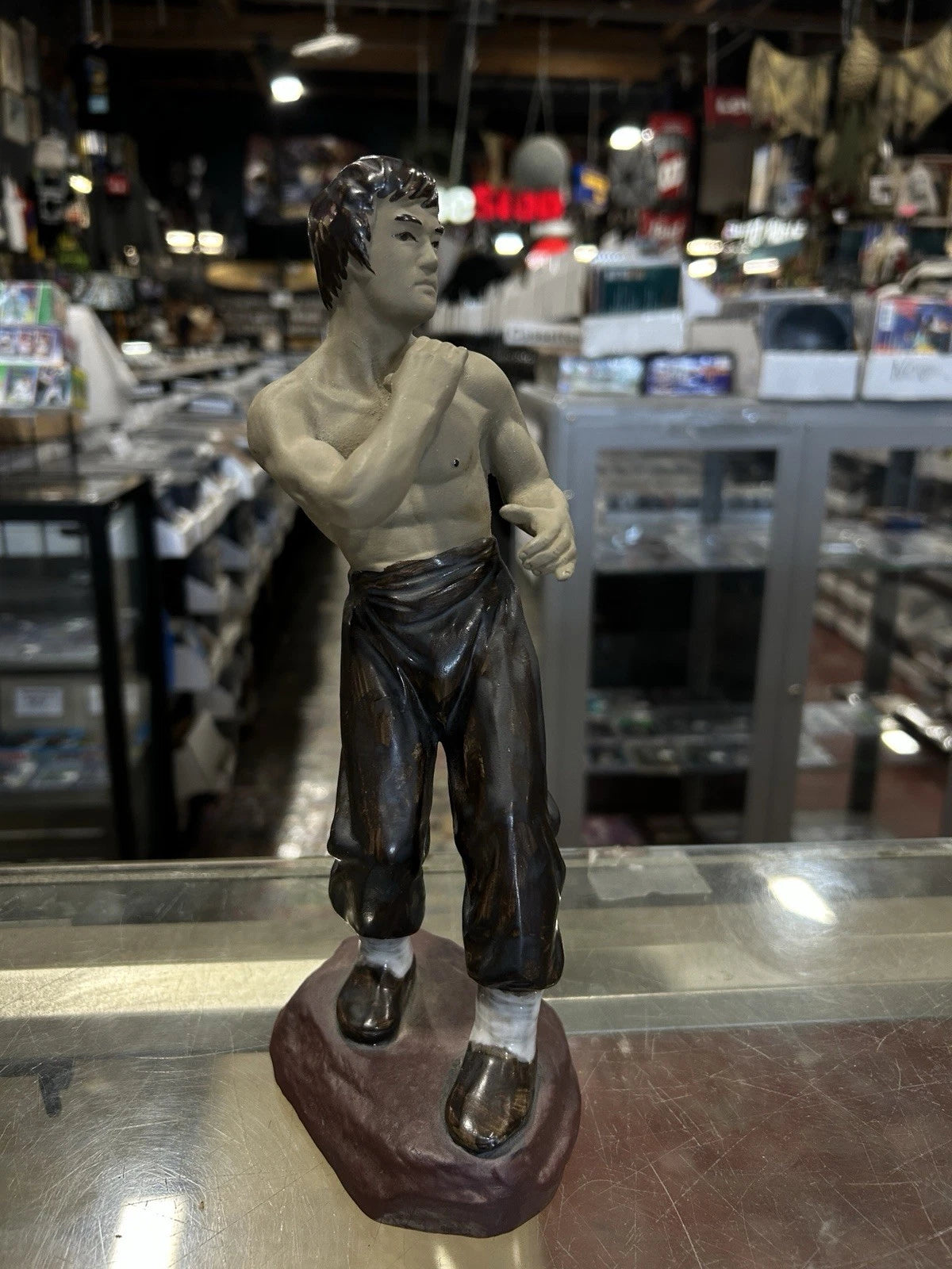 Vintage Bruce Lee Kung Fu Figurine • Ceramic Martial Arts Statue China