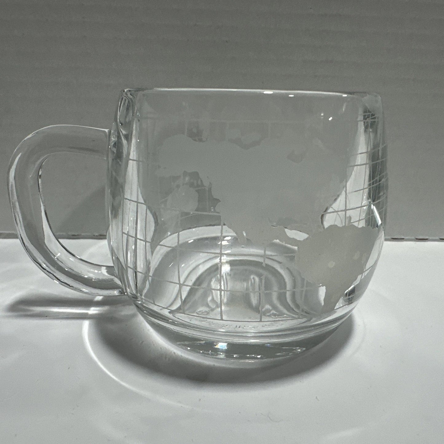 Vintage Nestle Nescafe World Map Globe Etched Glass Coffee Cup Mugs Set (8)