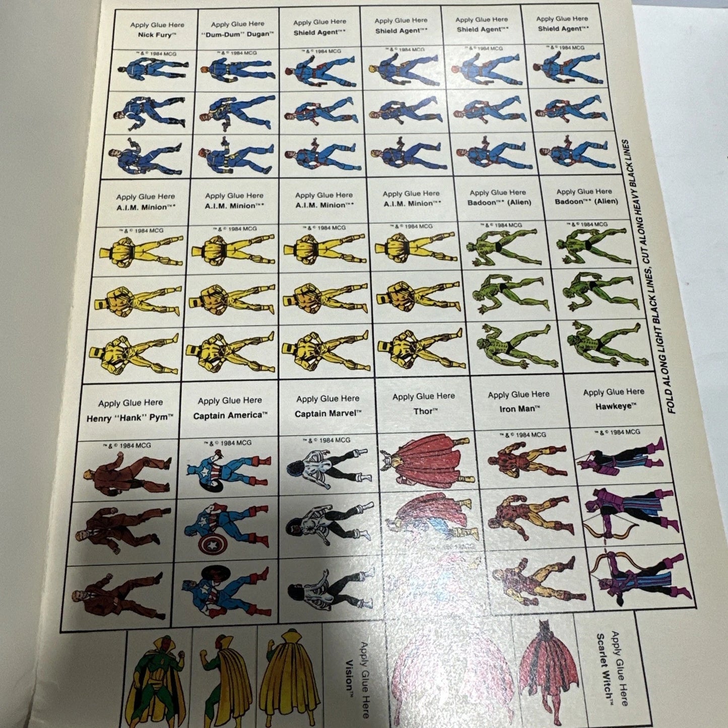 1984 MARVEL SUPER HEROES GAME ACCESSORY FOLD-UP FIGURES TSR 6856 Never Used!
