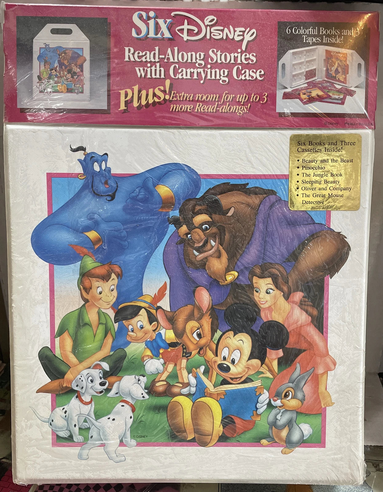 Six Disney Read-Along Stories Sealed Cassettes w/ Carrying Case SEALED