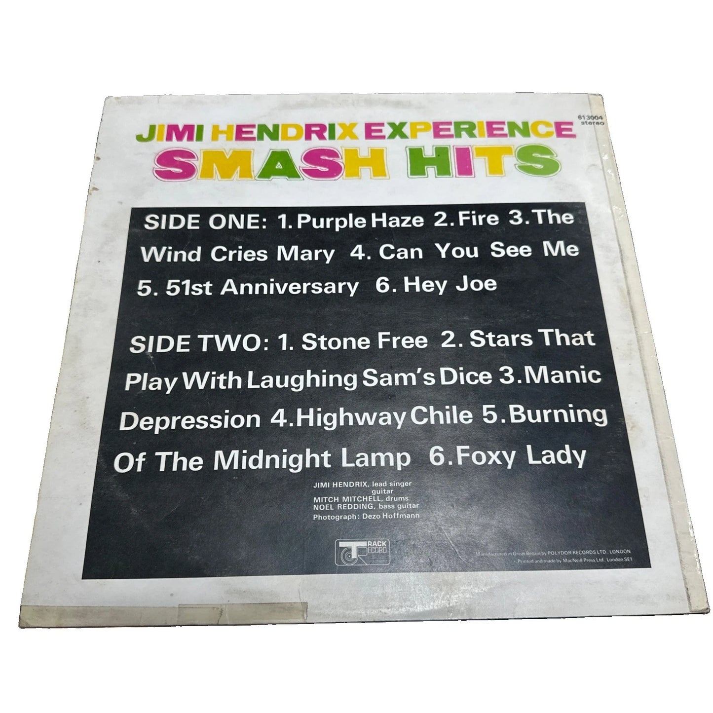 Jimi Hendrix SMASH HITS 1968 UK LP 1st Press STEREO 613004 vg