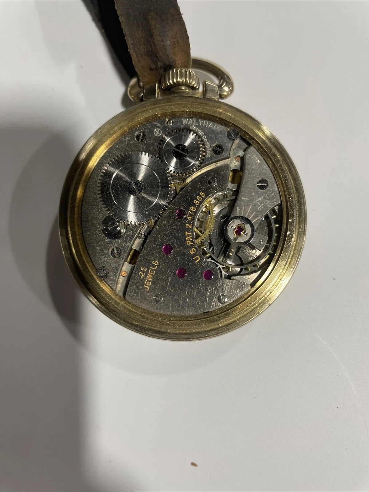Waltham Pocket Watch 25 Incabloc Antimagnetic pocket watch gears moving
