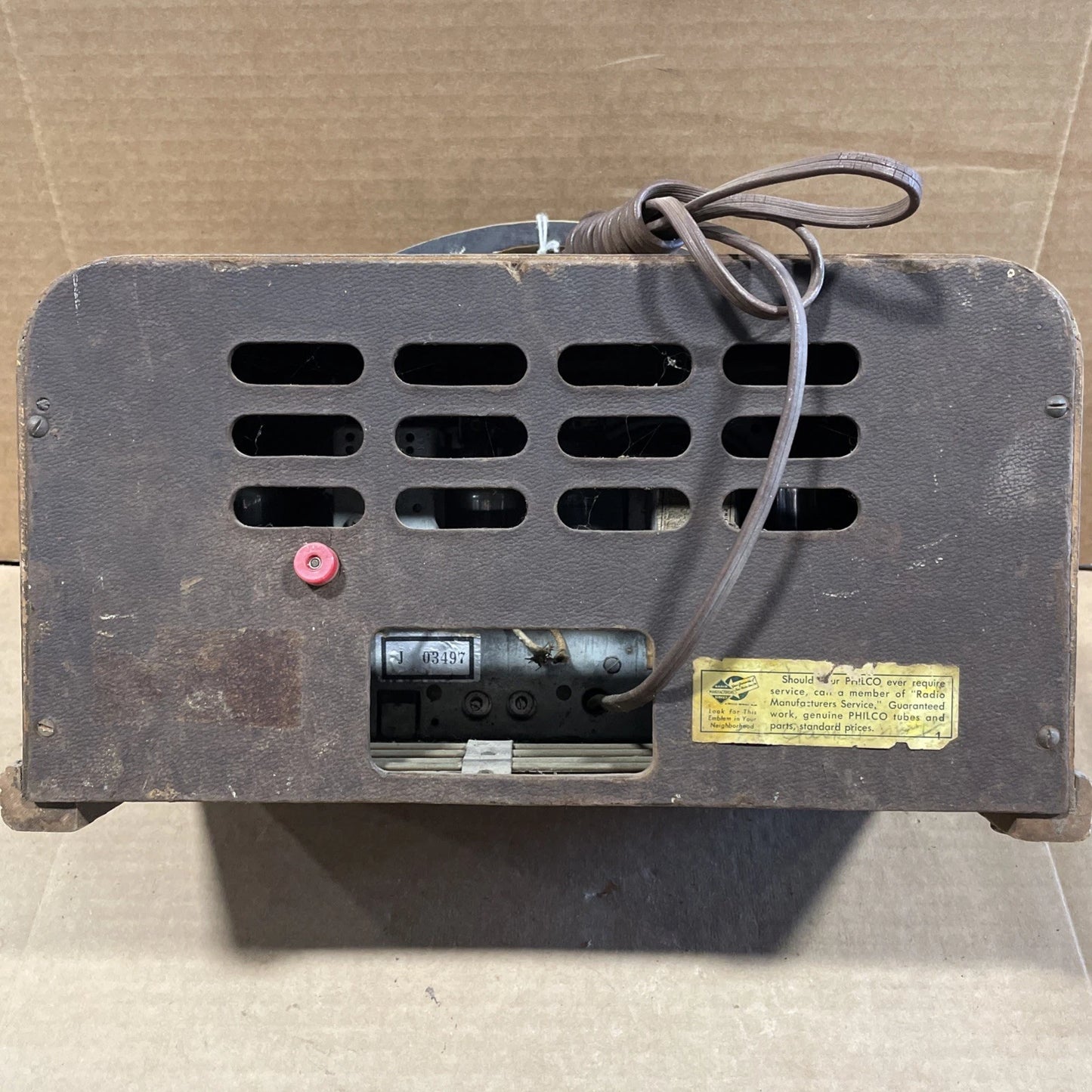 1941 Philco 41-221 Tube Radio Handcrafted Wood Cabinet For Parts Or Repair