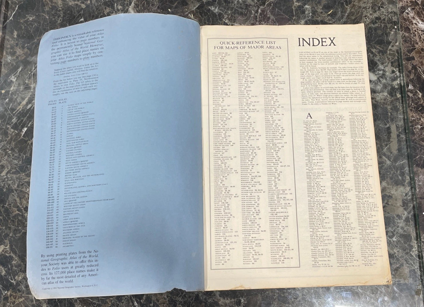 1958 National Geographic World Atlas Vintage Folio Hardcover Map Book With Index