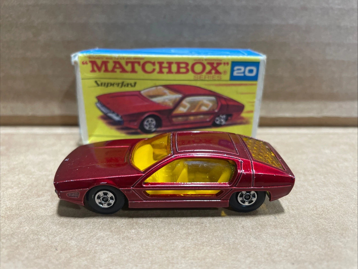1969 Lesney Matchbox Superfast #20 Lamborghini Marzal Red W Original Box England