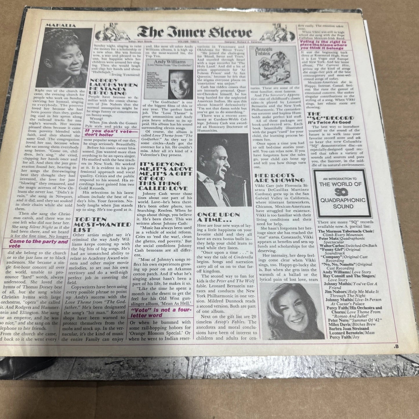 DR HOOK AND THE MEDICINE SHOW 1972 Vinyl LP Lyric Sheet on inlay C 30898