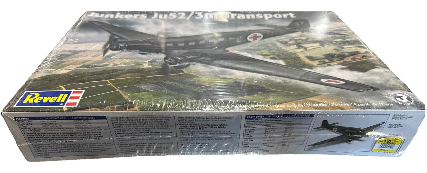 REVELL 85-5624 JUNKERS JU52/3M TRANSPORT PLANE MODEL KIT SEALED IN BOX 1/48 SCAL